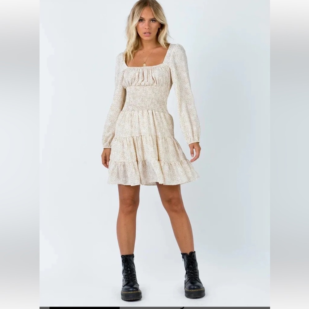 PRINCESS POLLY Floral Beige Dress